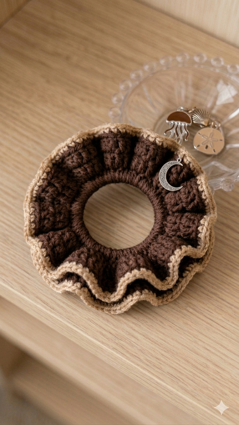 Brown Base Crochet Scrunchie